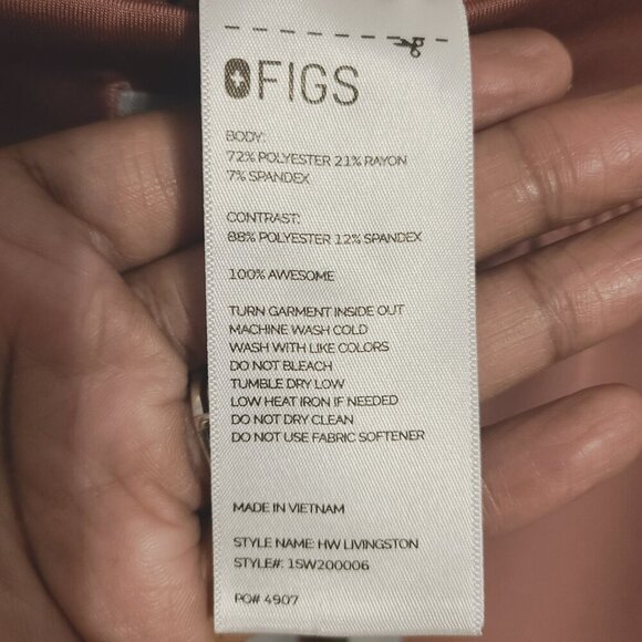 FIGS | Women's Pink Scrubs Pants With Gray Drawstring Ties (Size 3XL Petite) - Picture 5 of 13